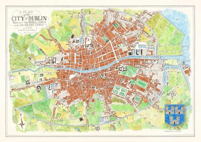 Dublin City Street Map 1830 Illustrated by Mark P Ryan