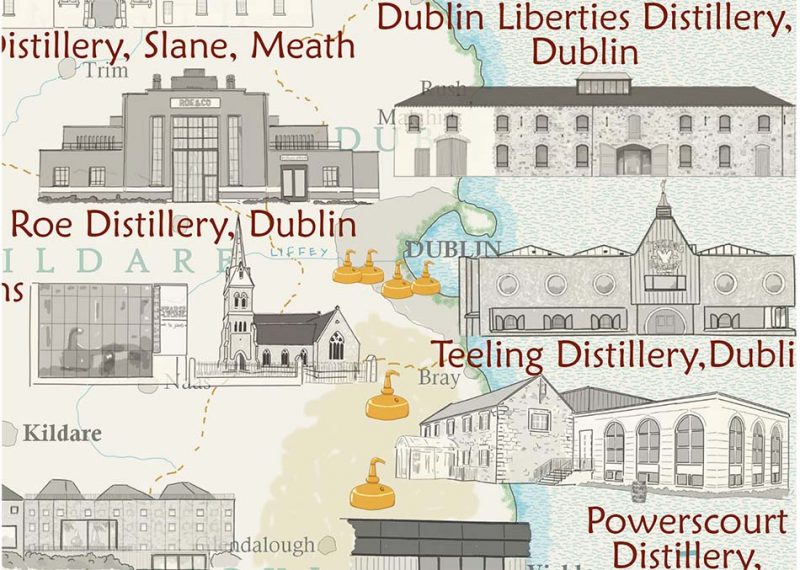 Whiskey Distilleries Of Ireland Map - Mark P Ryan Artist